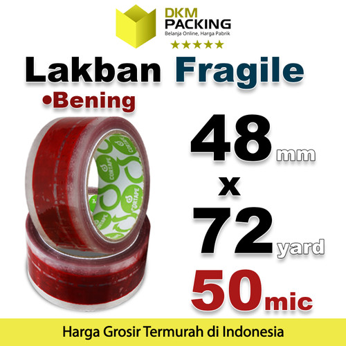 [EZO.9202339] Lakban FRAGILE 48mm Plakban Isolasi PREMIUM TERMURAH /SATUAN