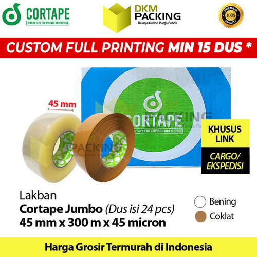 [EZO.9202343] Lakban 45mm x 300m JUMBO CORTAPE Plakban Isolasi OPP TERMURAH /DUS