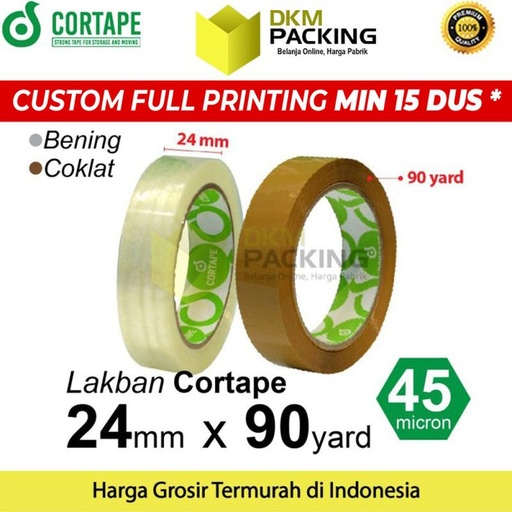 Lakban 24mm x 90yard CORTAPE Plakban Isolasi OPP Tape TERMURAH /SATUAN