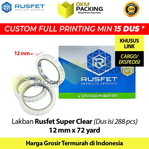[EZO.9202360] Lakban 12mm x 72yard RUSFET Plakban Isolasi OPP PREMIUM TERMURAH /DUS