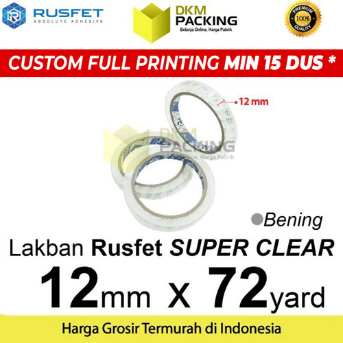 [EZO.9202362] Lakban 12mm x 72yard RUSFET Plakban Isolasi OPP Tape TERMURAH /SATUAN