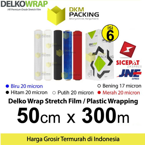 [EZO.9202377] Stretch Film 50cm x 300m Plastik Wrapping DELKO WRAP TERMURAH /DUS