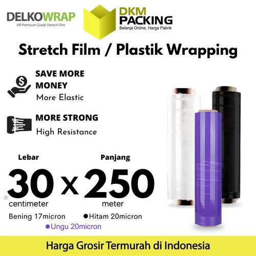 [EZO.9202389] Stretch Film 30cm x 250m Plastik Wrapping DELKO WRAP TERMURAH /SATUAN