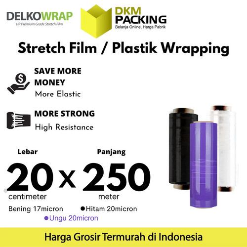 [EZO.9202391] Stretch Film 20cm x 250m Plastik Wrapping DELKO WRAP TERMURAH /SATUAN