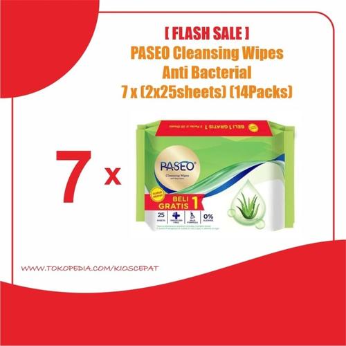 [EZM.1120360] [SUPER MURAH] Tissue Basah PASEO Anti Bacterial isi 7x(2x25s) (14pack)