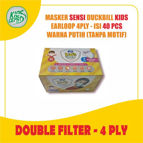[EZM.1120364] Masker SENSI 3Ply Duckbill KIDS Face Mask BOX isi 40pcs - WHITE KIDS