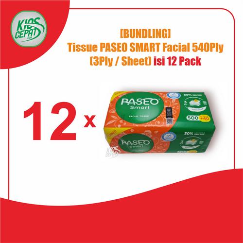 [EZM.1120244] [BUNDLING] Tissue PASEO SMART Facial 540Ply (3Ply / Sheet) isi 12 Pack