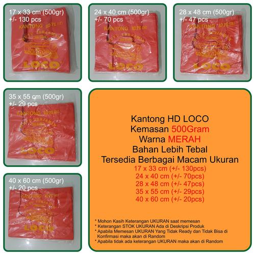 [EZM.1120500] KANTONG PLASTIK HD LOCO TEBAL MERAH KEMASAN 500GRAM