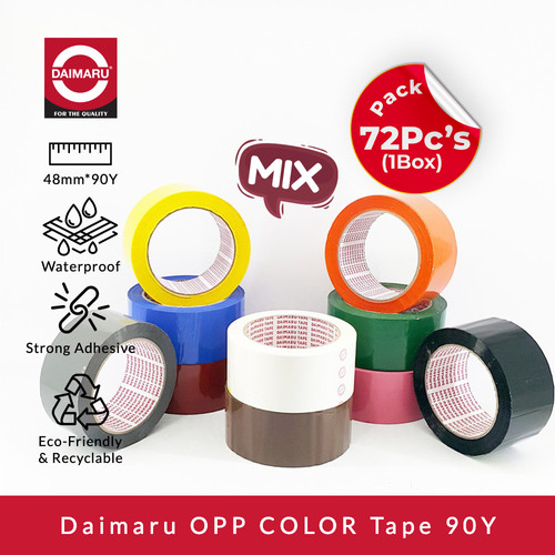 [EZM.1130115] Daimaru OPP Tape Mix Color 48mm x 90 Yard 72pcs Warna Campur