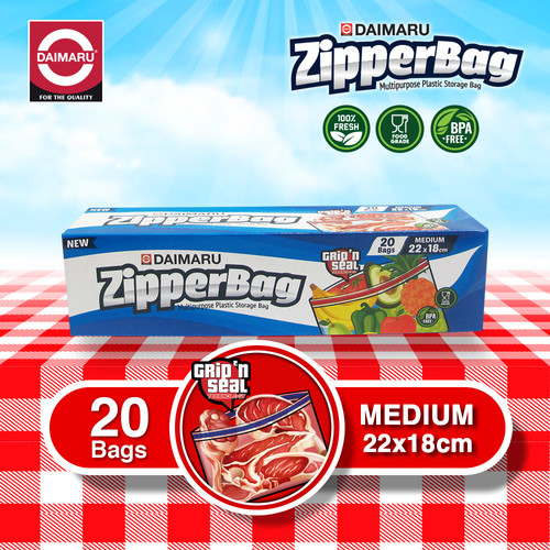 [EZM.1130122] Daimaru Food Grade Zipper Bag Medium/Plastik Ziplock 22x18cm isi 20Pcs