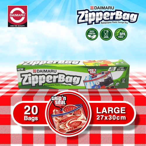 [EZM.1130123] Daimaru Food Grade Zipper Bag Large/Plastik Ziplock 27x30cm isi 20Pcs