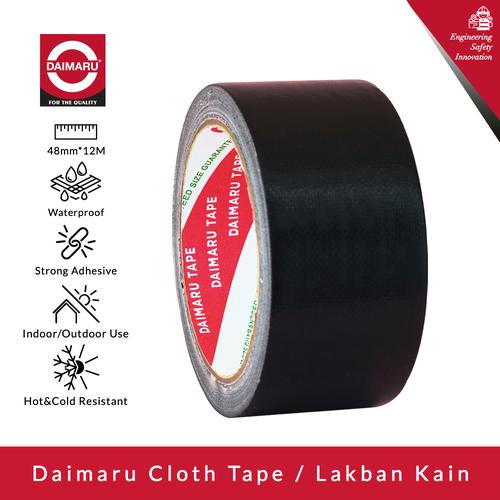 [EZM.1130138] Daimaru Cloth Tape Lakban Kain Warna Hitam 48 mm x 12 meter 1 Roll