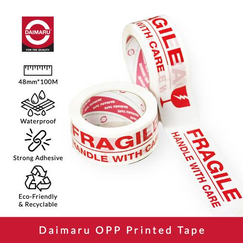 [EZM.1130143] Daimaru OPP Printed Tape Lakban Fragile 48 mm x 100 meter (1 Roll)