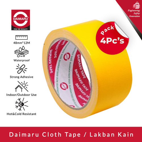 [EZM.1130164] [Dapat 4pcs] Daimaru Cloth Tape Kuning 48mm x 12m