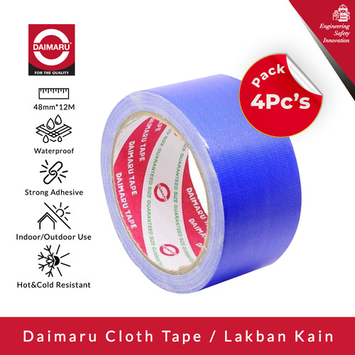 [EZM.1130165] [Dapat 4pcs] Daimaru Cloth Tape Biru 48mm x 12m