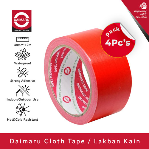 [EZM.1130167] [Dapat 4pcs] Daimaru Cloth Tape Merah 48mm x 12m