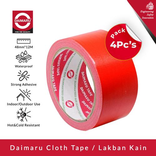 [EZM.1130167] [Dapat 4pcs] Daimaru Cloth Tape Merah 48mm x 12m
