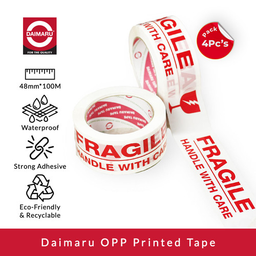 [EZM.1130170] [Dapat 4pcs] Daimaru Lakban Fragile 48mm x 100m