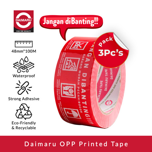[EZM.1130171] [Dapat 3pcs] Daimaru Lakban Jangan Dibanting 48mm x 100m