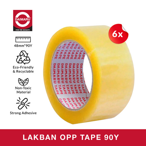 [EZM.1130178] [Paket 1 Slop Isi 6pcs] Daimaru OPP Lakban Bening 48 mm x 90 Yard