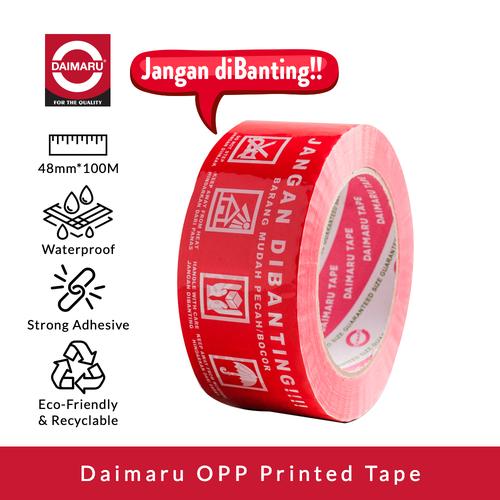 [EZM.1130210] Daimaru OPP Printed Tape Lakban Jangan Dibanting 48 mm x 100 meter
