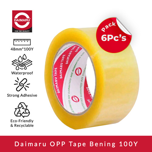 [EZM.1130214] [Paket 1 Slop Isi 6pcs] Daimaru OPP Lakban Bening 48 mm x 100 Yard