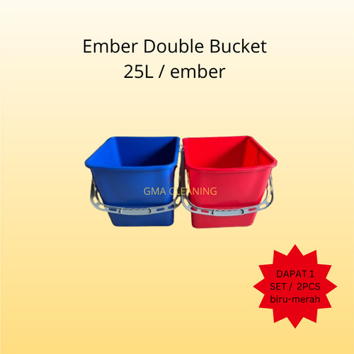 [EZM.0300037] Ember Double Bucket ukuran 25L (1 set / merah-biru)