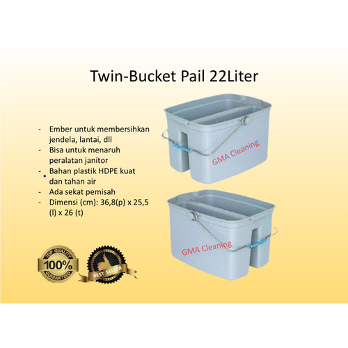 [EZM.0300068] Twin-Bucket Pail 22 Liter / Ember untuk Kebersihan dengan Sekat