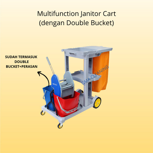 [EZM.0300194] Trolley Janitor Multifungsi dengan Double Bucket (D-11-1C)
