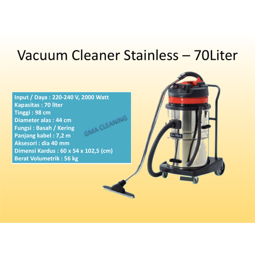 [EZM.0300142] Vacuum Cleaner Stainless 70 LITER (2 MOTOR)