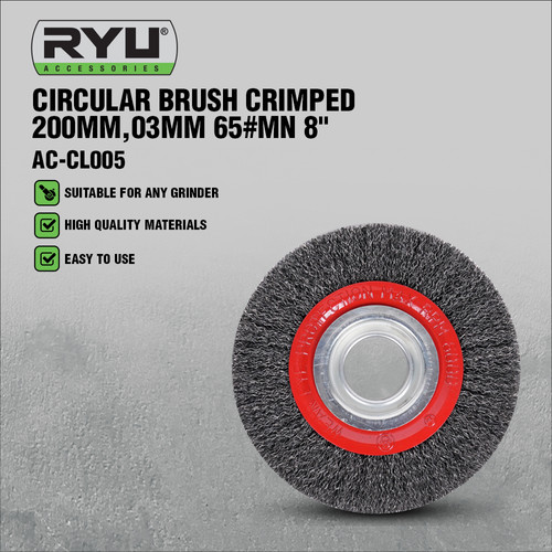 RYU CIRCULAR BRUSH CRIMPED 200MM, 0.3MM 65#MN 8" - SIKAT PIRING