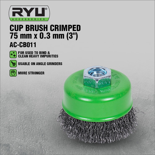 RYU CUP BRUSH CRIMPED 75 mm x 0.3 mm (3") - SIKAT MANGKOK