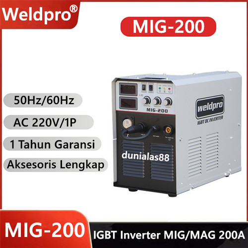 [EZM.1180121] Mesin Las MIG 200A CO Alat Trafo Las Tanpa Gas 15kg MIG-200 Weldpro