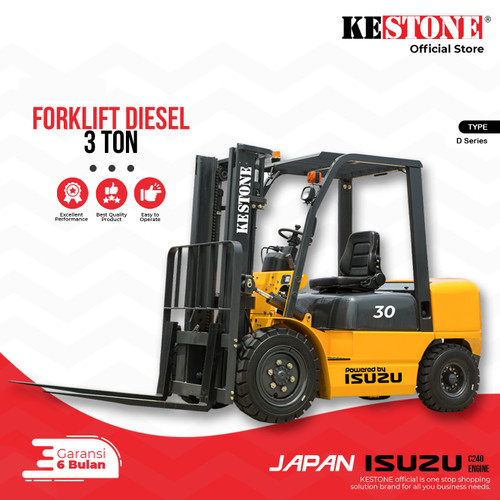 [EZO.5900022] Forklift Diesel 3 Ton 3 Meter Kestone - Engine Isuzu Japan C240