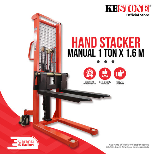 [EZO.5900037] Hand Stacker Manual 1 Ton x 1,6 Meter - Hand Lift Forklift Hydraulic