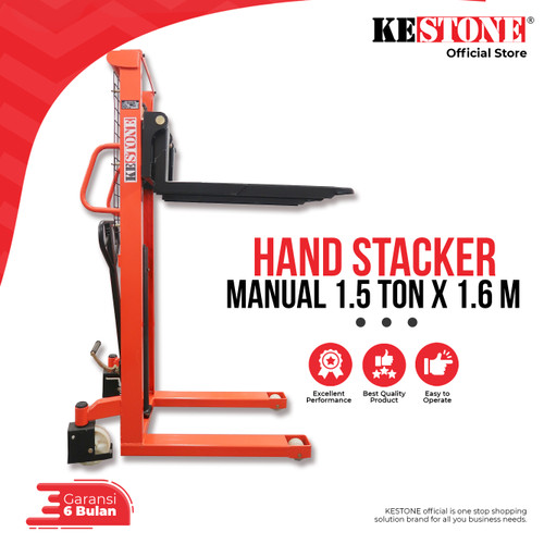 [EZO.5900038] Hand Stacker Manual 1,5 Ton x 1,6 Meter - Hand Lift Forklift Hydraulic