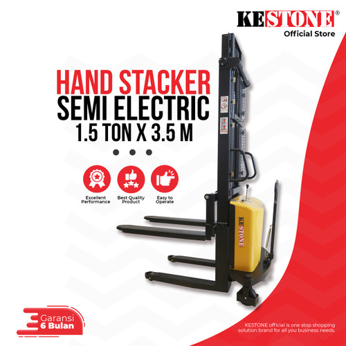 [EZO.5900044] Hand Stacker Semi Eletric 1,5 Ton x 3,5 Meter -Hand Lift Semi Elektrik