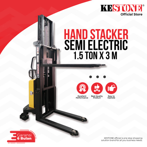 [EZO.5900045] Hand Stacker Semi Eletric 1,5 Ton x 3 Meter - Hand Lift Semi Elektrik