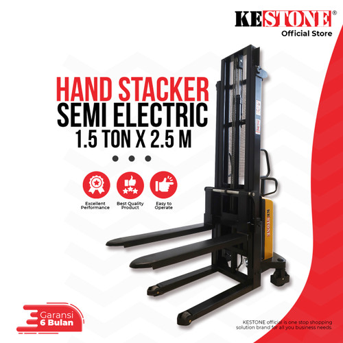 [EZO.5900046] Hand Stacker Semi Eletric 1,5 Ton x 2,5 Meter -Hand Lift Semi Elektrik