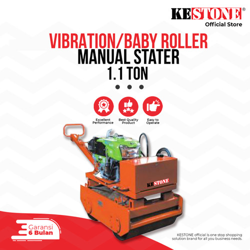 [EZO.5900087] Baby Vibration Roller Manual Stater 1,1 Ton - Road Roller Perata Aspal