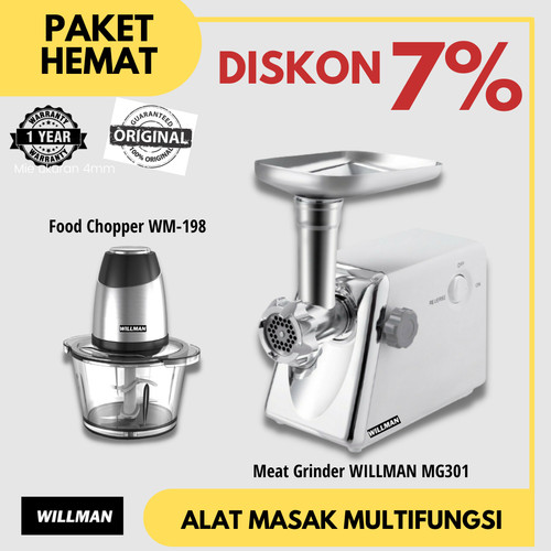 [EZO.5000086] PROMO Mesin Giling Daging WILLMAN MG301 Food Chopper Blender WM-198