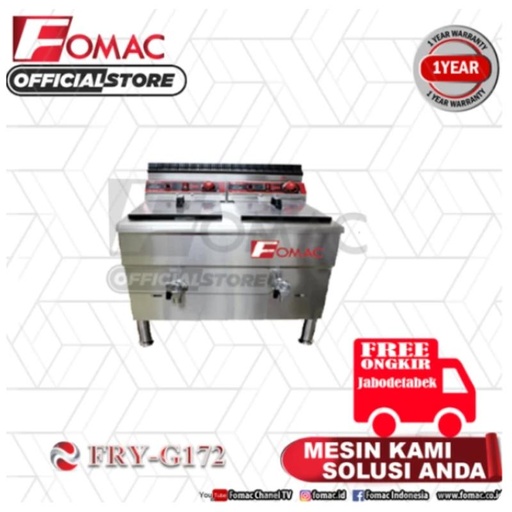 [EZO.5200287] Gas Deep Fryer Penggorengan Makanan 17 Liter 2 Basket FRY-G172 FOMAC