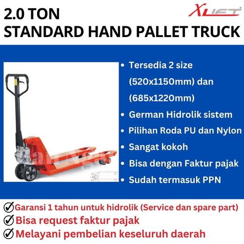 [EZO.1700002] Hand Pallet Jack X-lift 2000 kg Narrow Wide Ban Ngai