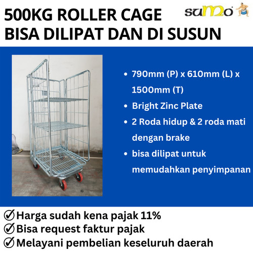 [EZO.1700045] Trolley Rider / Roller Cage / Troli Keranjang / Troli Gudang 500kg