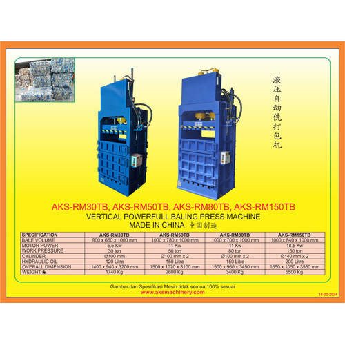 [EZM.3600006] Mesin press botol Vertical powerfull baling press machine