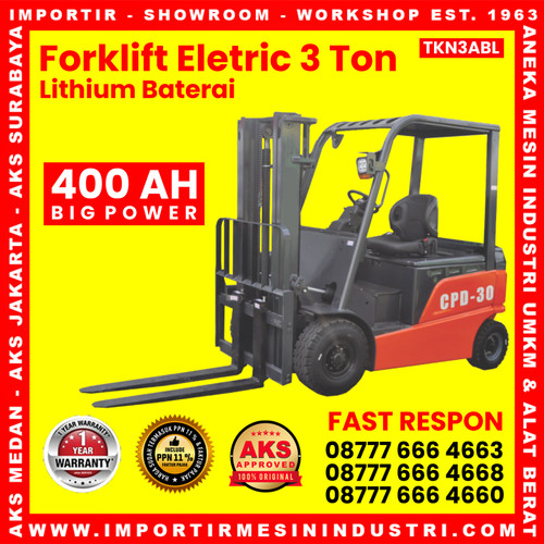 [EZM.3600157] Forklift Eletric 3 TON - Lithium Baterai  - TKN3ABL
