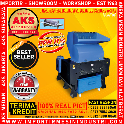 [EZM.3600226] Mesin Penghancur Plastik Limbah Daur Ulang 30 Hp AKS SB800