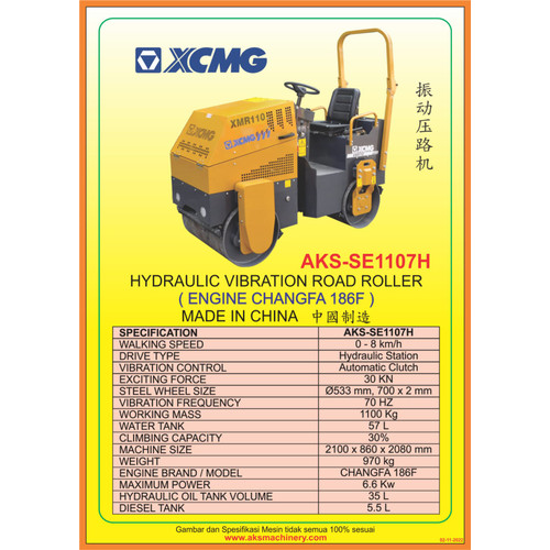 [EZM.3600251] Hydraulic Vibration Road Roller Perata jalan/Pemadat jalan AKS-SE1107H