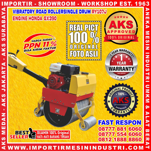 [EZM.3600255] Mesin Pemadat Untuk Jalan Tanah 13 Hp Single Drum Road Roller - RY107J