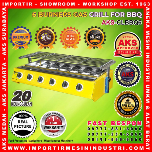 [EZM.3600348] Roaster Alat Pemanggang 6 Tungku AKS-CLBBQ6 NEW Garansi Resmi Murah